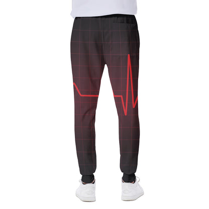 Red Heartbeat Print Scuba Joggers