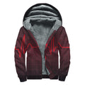 Red Heartbeat Print Sherpa Lined Zip Up Hoodie