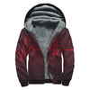 Red Heartbeat Print Sherpa Lined Zip Up Hoodie