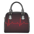 Red Heartbeat Print Shoulder Handbag
