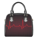 Red Heartbeat Print Shoulder Handbag