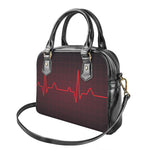 Red Heartbeat Print Shoulder Handbag