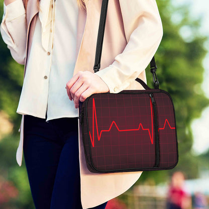 Red Heartbeat Print Shoulder Strap Bible Bag