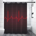 Red Heartbeat Print Shower Curtain