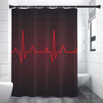 Red Heartbeat Print Shower Curtain