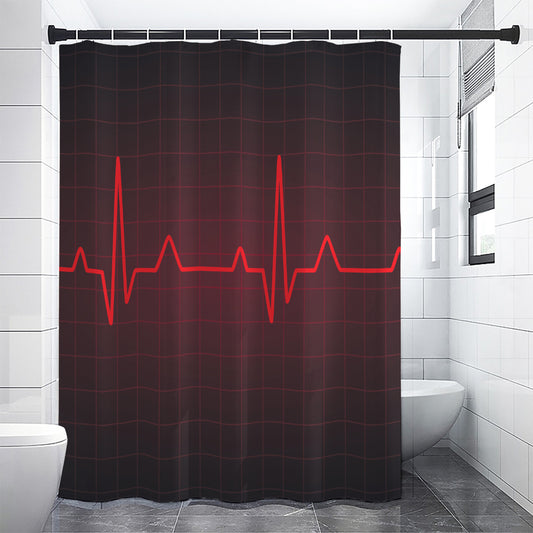 Red Heartbeat Print Shower Curtain