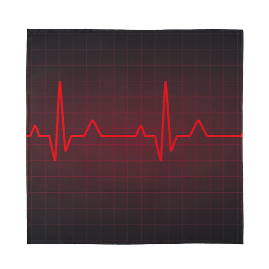 Red Heartbeat Print Silk Bandana