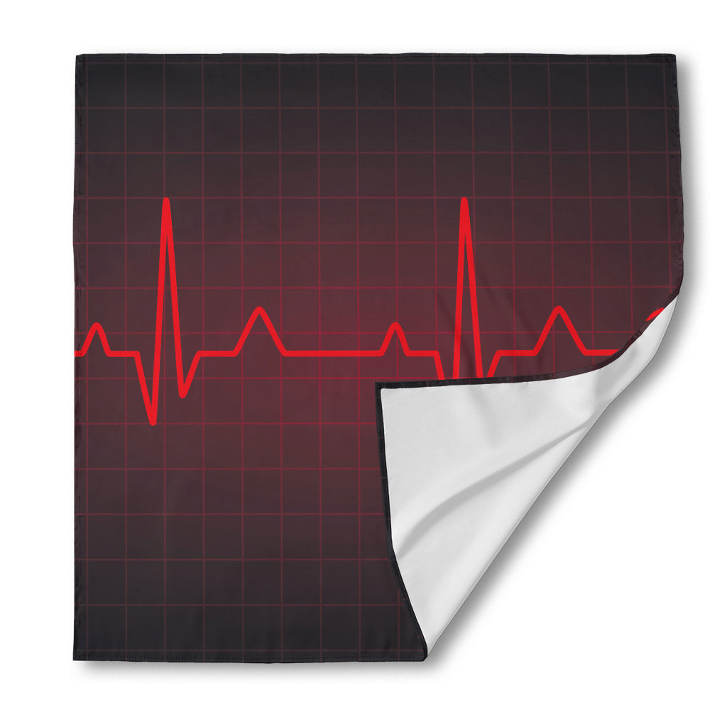 Red Heartbeat Print Silk Bandana
