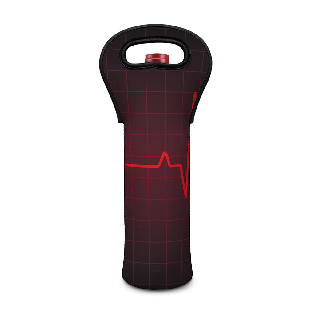 Red Heartbeat Print Single Neoprene Wine Tote