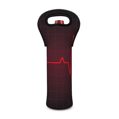 Red Heartbeat Print Single Neoprene Wine Tote