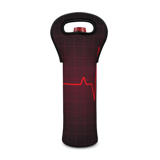 Red Heartbeat Print Single Neoprene Wine Tote