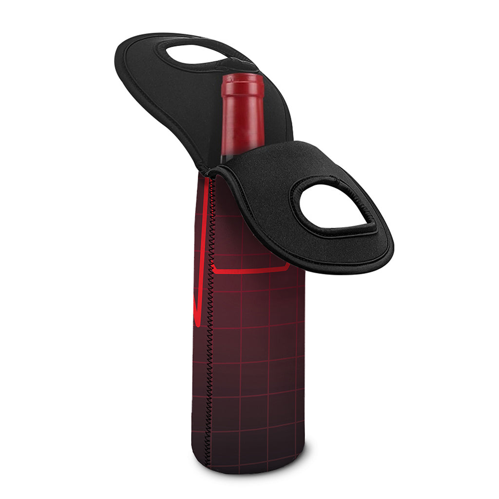 Red Heartbeat Print Single Neoprene Wine Tote