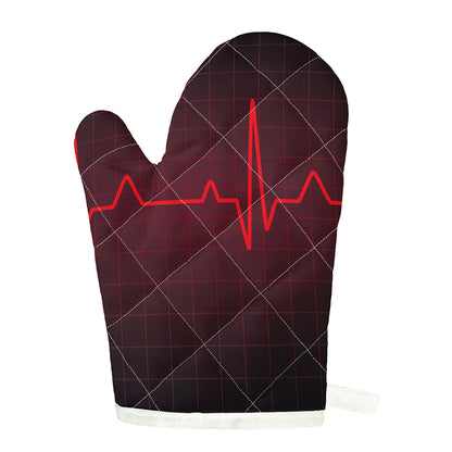 Red Heartbeat Print Single Oven Mitt