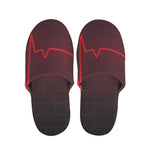 Red Heartbeat Print Slippers