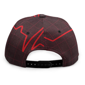 Red Heartbeat Print Snapback Cap