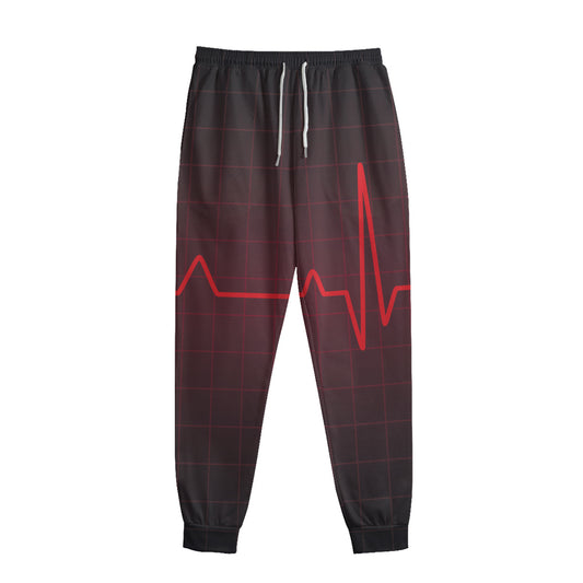 Red Heartbeat Print Sweatpants