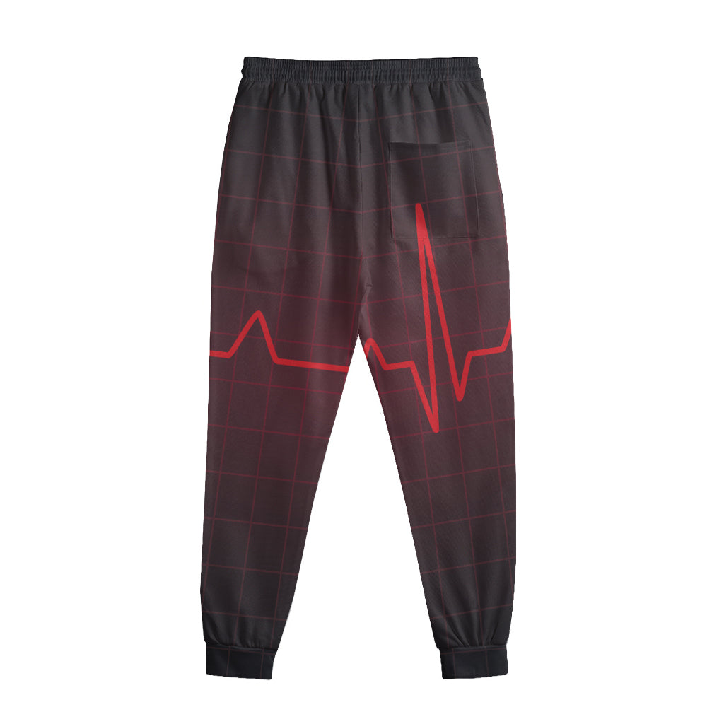 Red Heartbeat Print Sweatpants