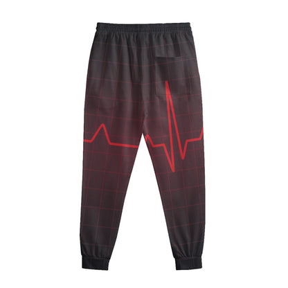 Red Heartbeat Print Sweatpants