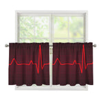 Red Heartbeat Print Tier Curtains