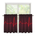 Red Heartbeat Print Tier Curtains