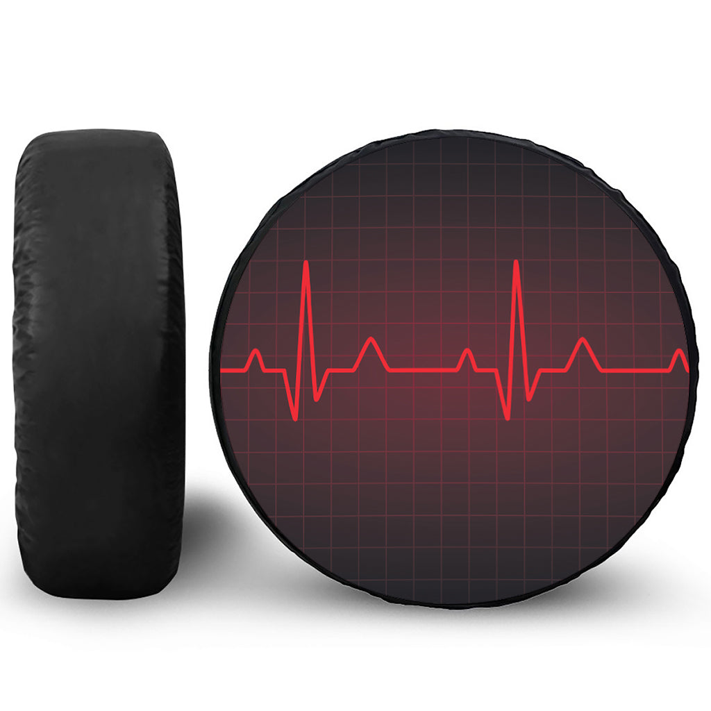 Red Heartbeat Print Tire Cover