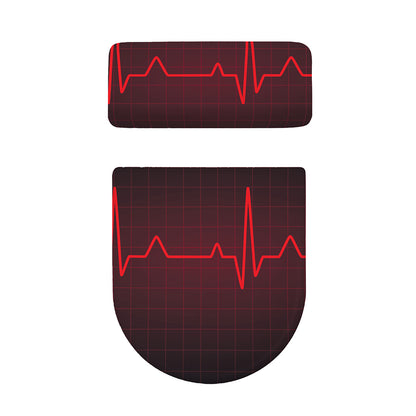 Red Heartbeat Print Toilet Lid And Tank Cover Set