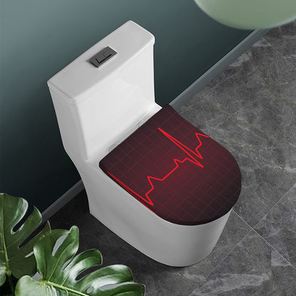 Red Heartbeat Print Toilet Lid Cover
