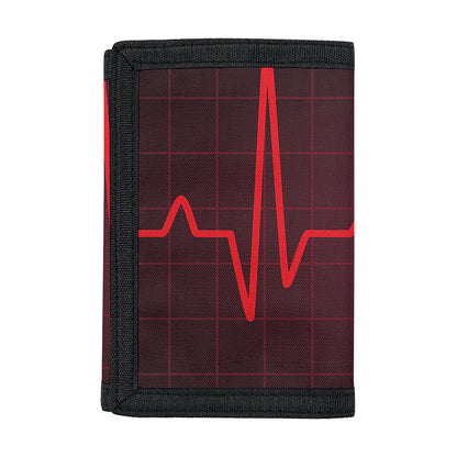 Red Heartbeat Print Trifold Wallet