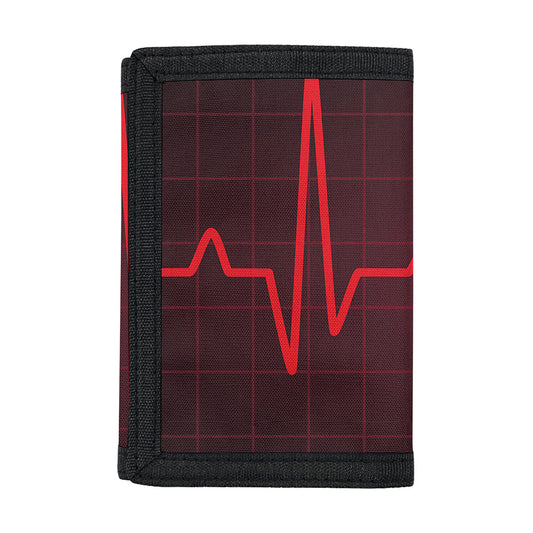 Red Heartbeat Print Trifold Wallet