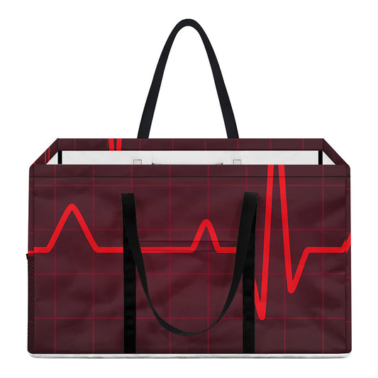 Red Heartbeat Print Utility Tote Bag