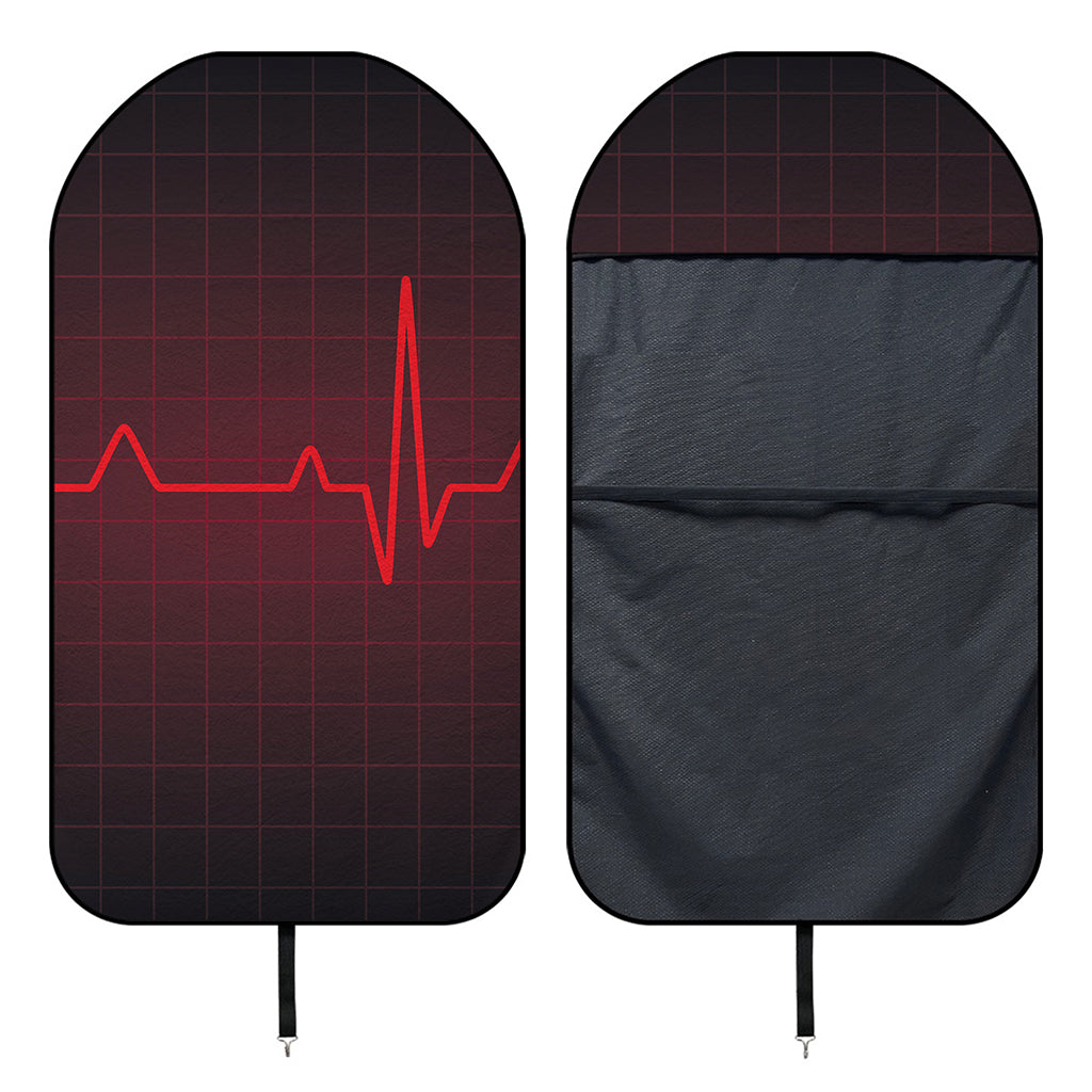 Red Heartbeat Print Waterproof Car Seat Cover