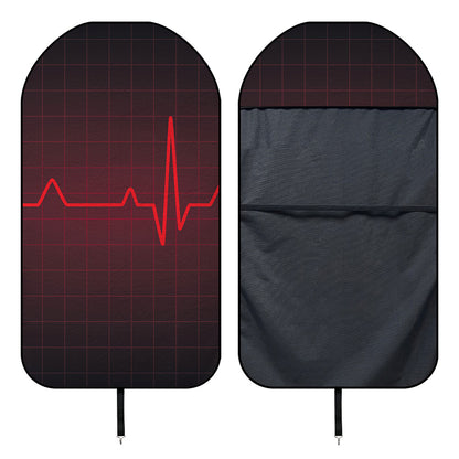 Red Heartbeat Print Waterproof Car Seat Cover