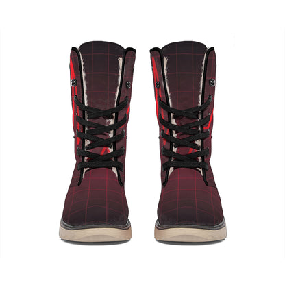 Red Heartbeat Print Winter Boots