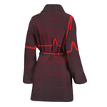 Red Heartbeat Print Women's Bathrobe