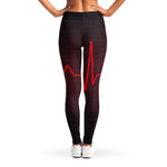Red Heartbeat Print Women's Leggings