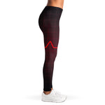Red Heartbeat Print Women's Leggings