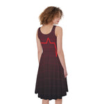 Red Heartbeat Print Women's Sleeveless Dress