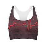 Red Heartbeat Print Women's Sports Bra