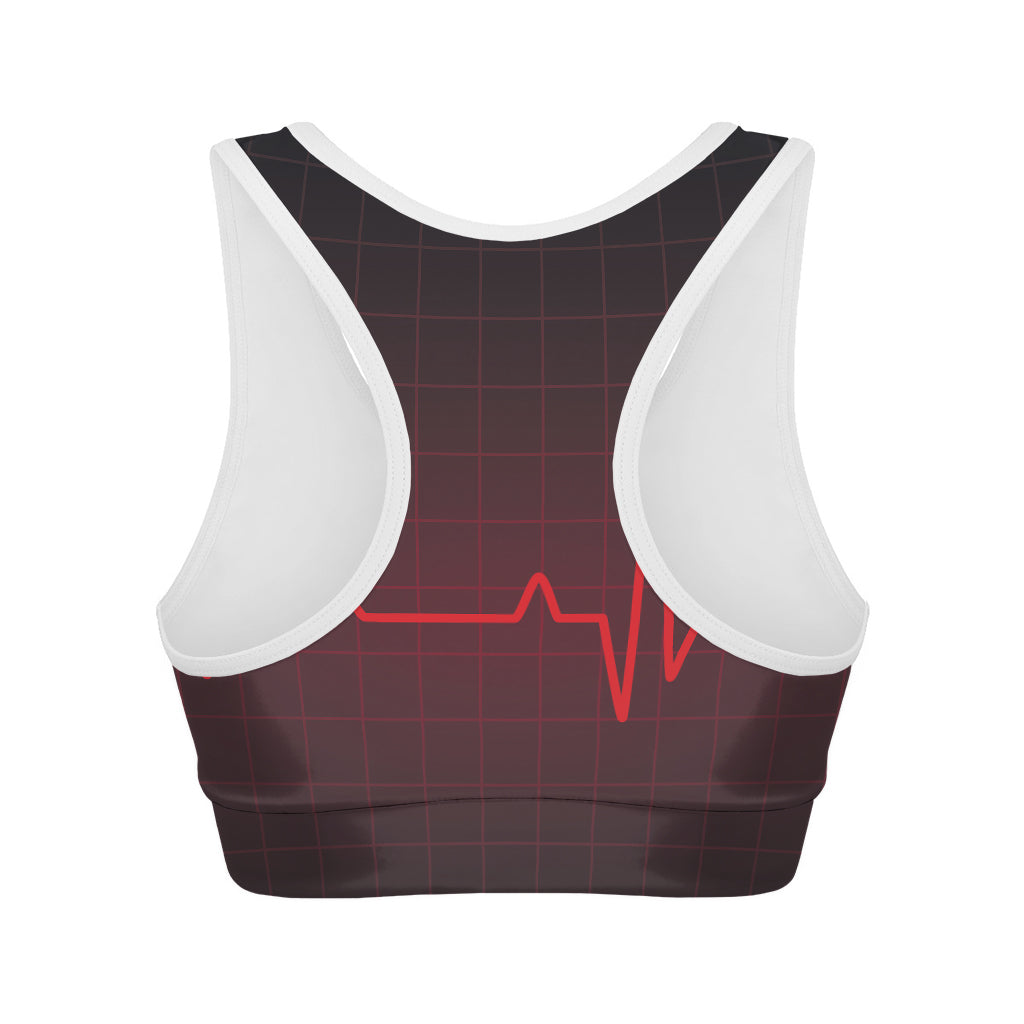 Red Heartbeat Print Women's Sports Bra