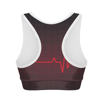 Red Heartbeat Print Women's Sports Bra