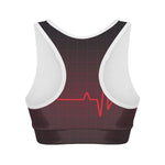 Red Heartbeat Print Women's Sports Bra