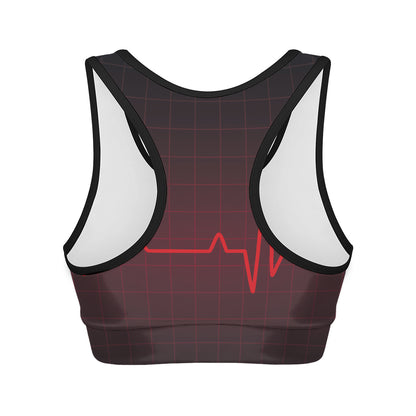 Red Heartbeat Print Women's Sports Bra
