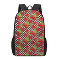 Red Hibiscus Chevron Pattern Print 17 Inch Backpack