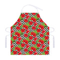 Red Hibiscus Chevron Pattern Print Adjustable Apron