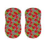 Red Hibiscus Chevron Pattern Print Bar Stool Covers