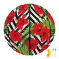 Red Hibiscus Chevron Pattern Print Basketball