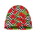 Red Hibiscus Chevron Pattern Print Beanie