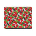 Red Hibiscus Chevron Pattern Print Bifold Wallet