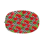 Red Hibiscus Chevron Pattern Print Car Side Mirror Covers