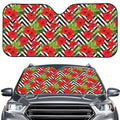 Red Hibiscus Chevron Pattern Print Car Windshield Sun Shade